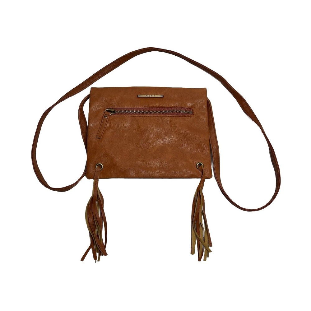 Y2K Style Roxy Brown Faux Leather Crossbody‎ Bag Fringe Boho Festival